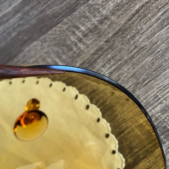 Handblown Amber Art Glass Bowl with Feet - Picture 7 of 11